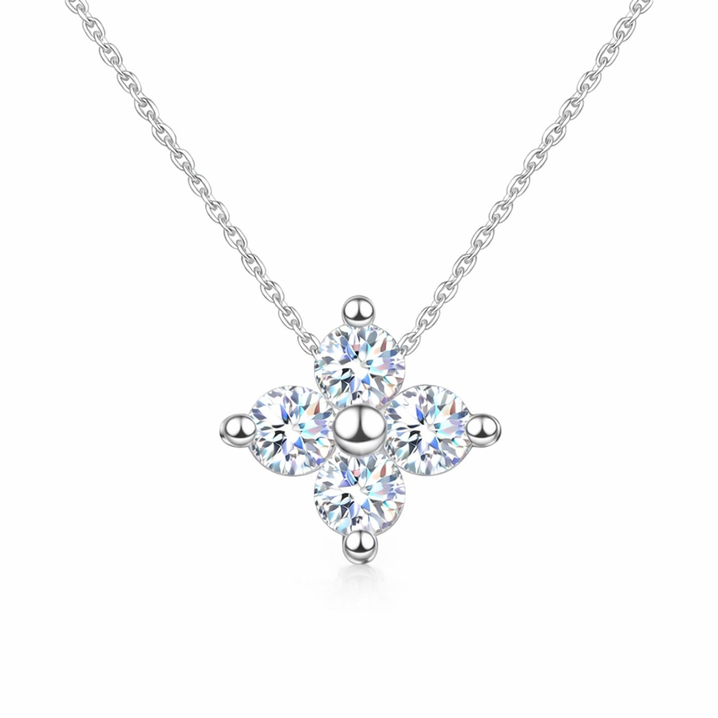 Colier lantisor din argint cu pandantiv trifoi cu zirconiu cesini