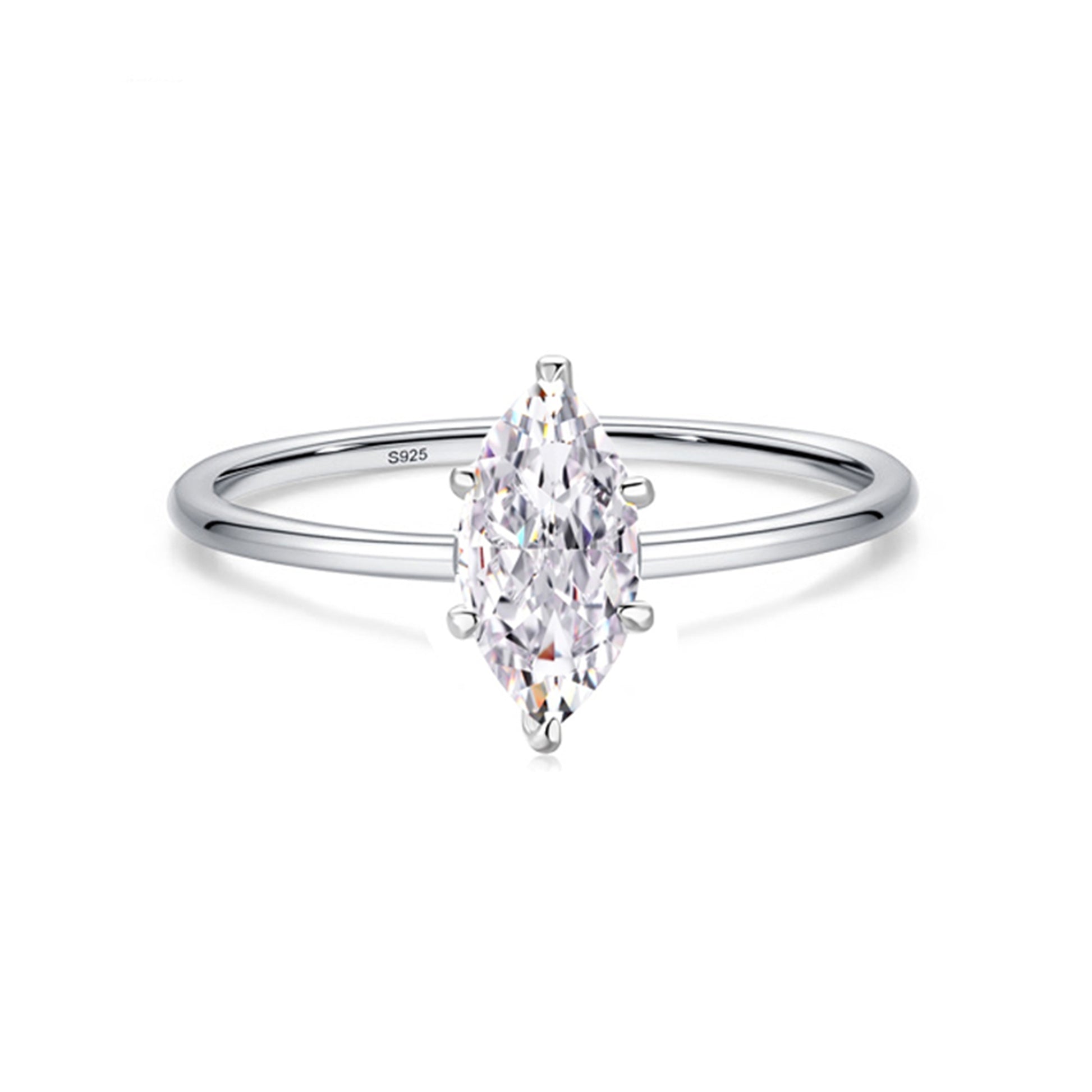 Inel din argint elegant geometric cu cristale zirconiu cesini