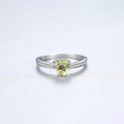 Inel din argint elegant inima cu citrin si cristale zirconiu cesini cadou