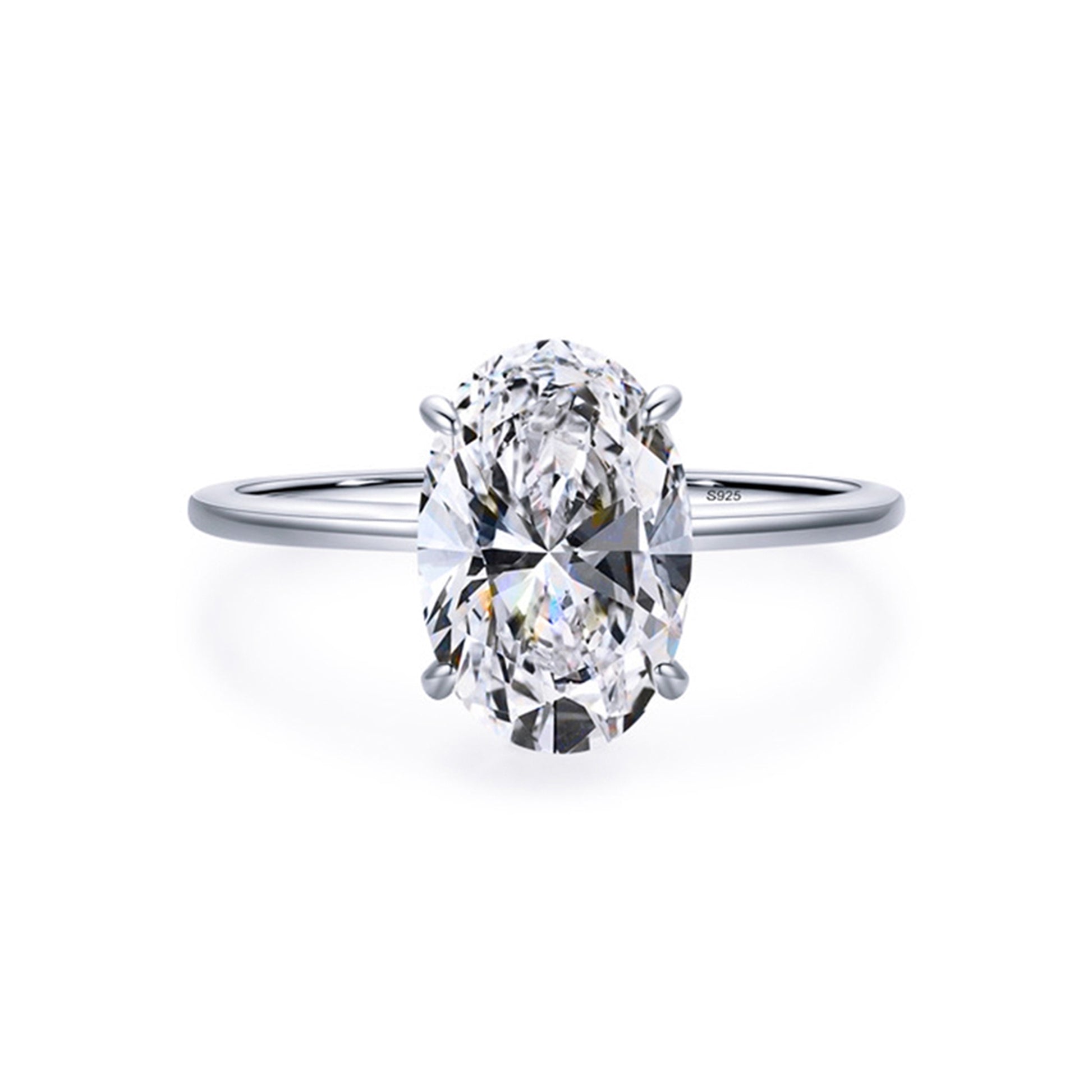 Inel din argint elegant oval de logodna cu cristale zirconiu cesini