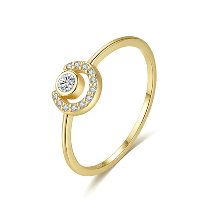 Inel din argint elegant placat cu aur cu cristale zirconiu cesini