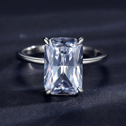Inel din argint elegant rectangular de logodna cu cristale zirconiu cesini cadou