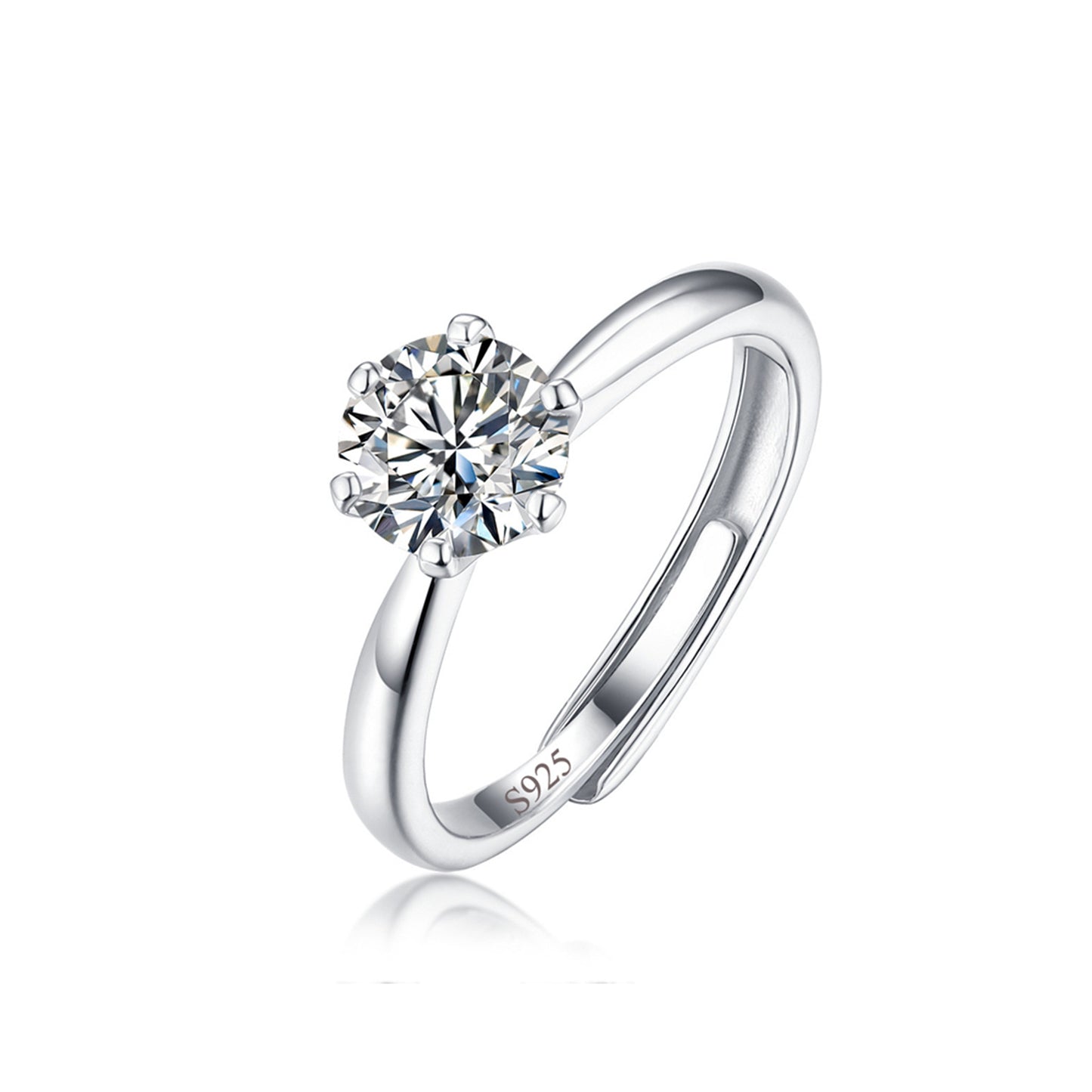 Inel din argint elegant rotund cu cristale zirconiu cesini