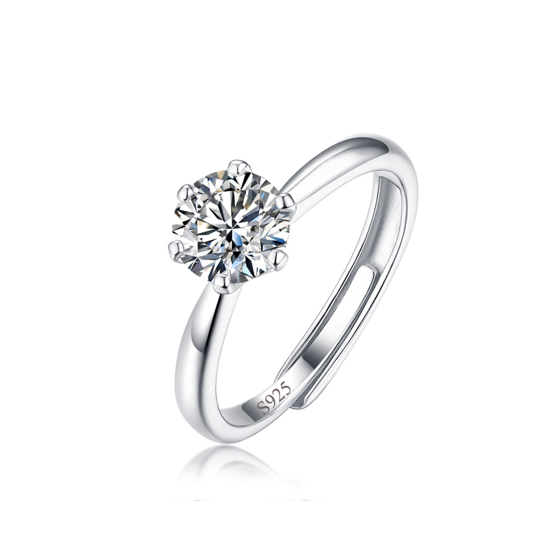 Inel din argint elegant rotund cu cristale zirconiu cesini
