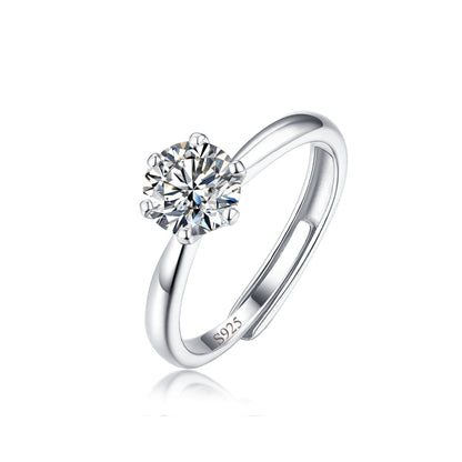 Inel din argint elegant rotund cu cristale zirconiu cesini