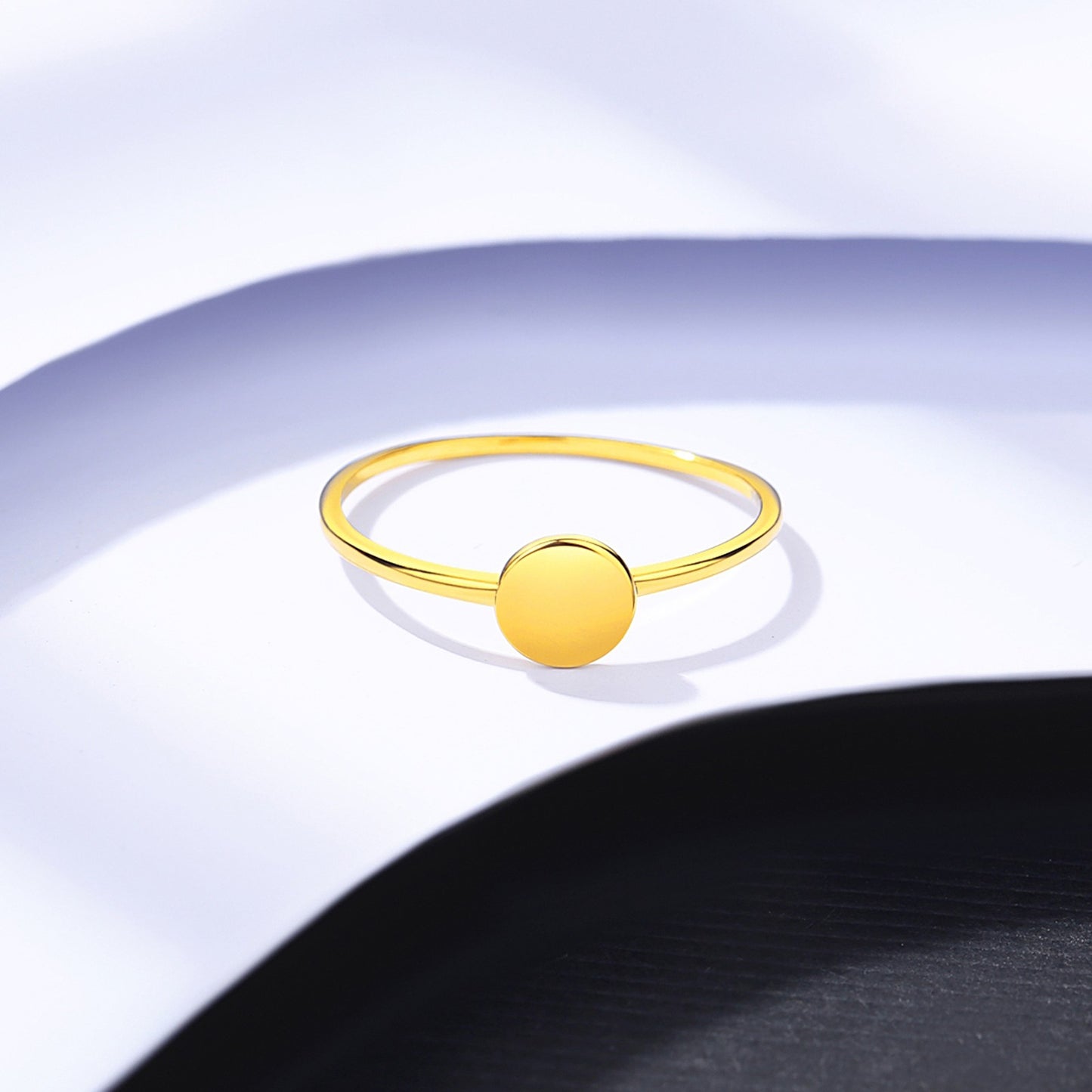 Inel din argint elegant simplu placat cu aur rotund cesini cadou