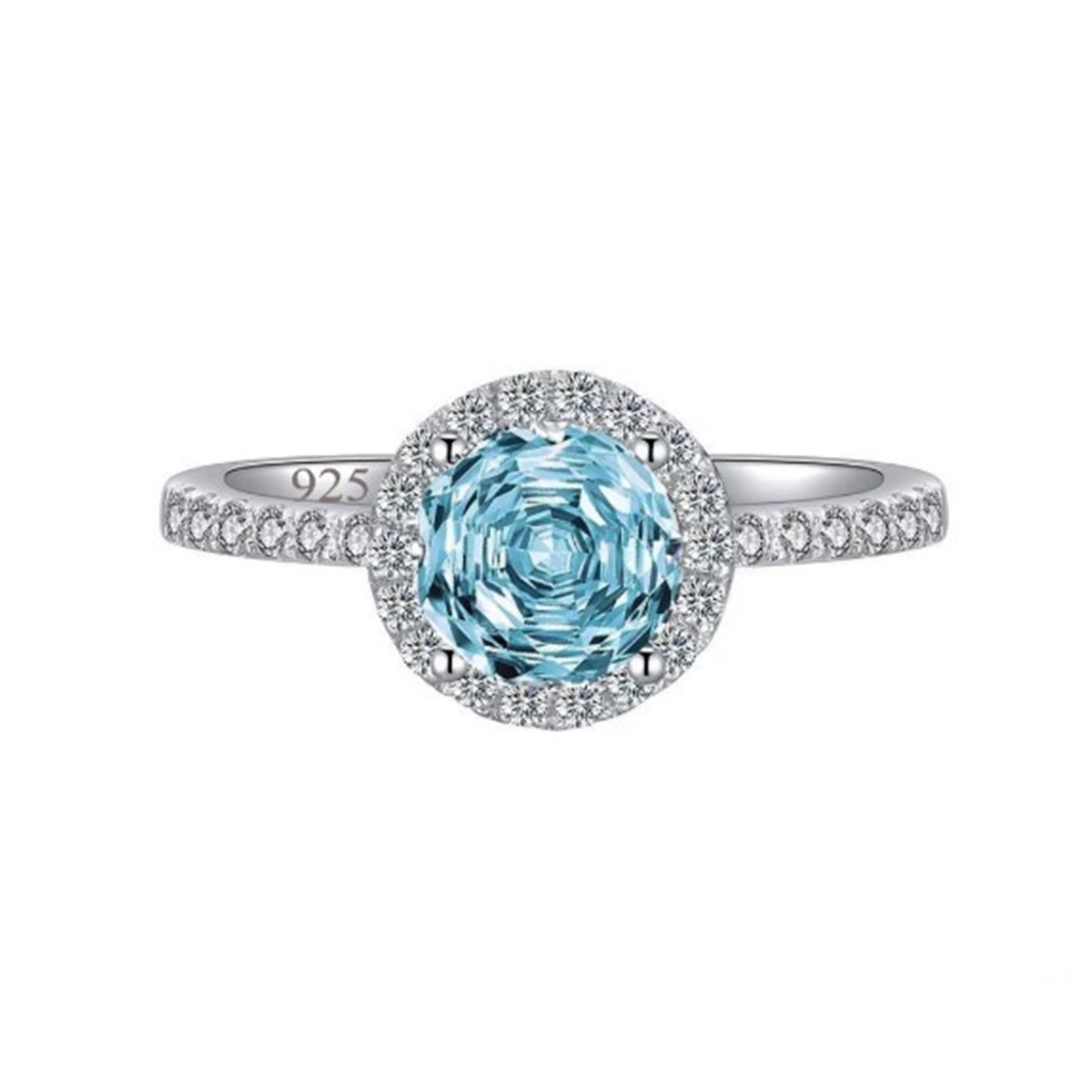 Inel din argint elegant rotund cu topaz si cristale zirconiu cesini