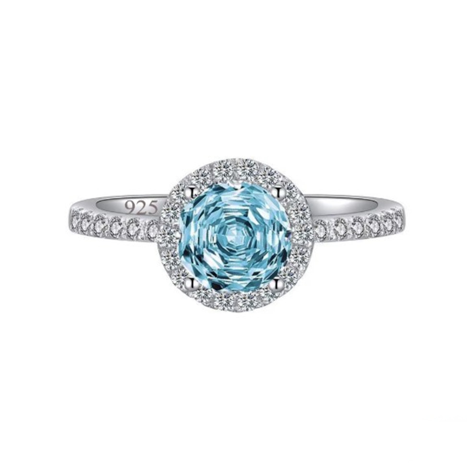 Inel din argint elegant rotund cu topaz si cristale zirconiu cesini