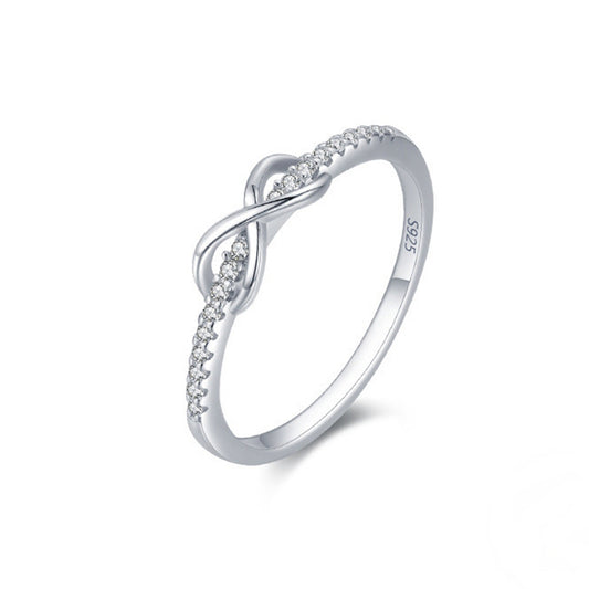 Inel din argint elegant cu semnul infinitului si cristale zirconiu cesini
