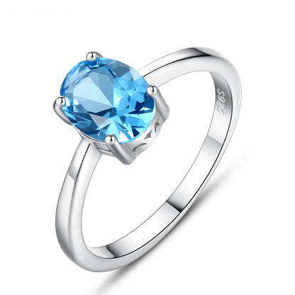 Inel din argint elegant oval cu topaz albastru cesini