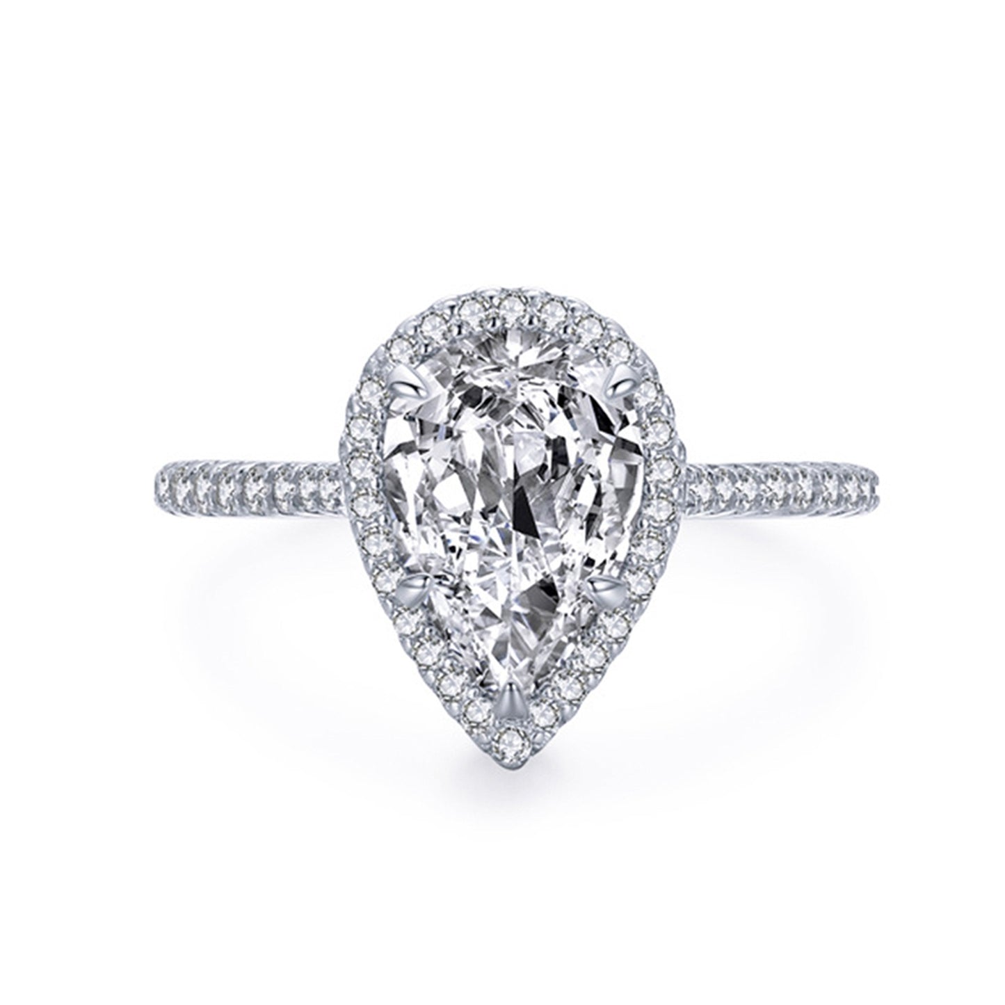 Inel din argint de logodna elegant lacrima cu cristale zirconiu cesini