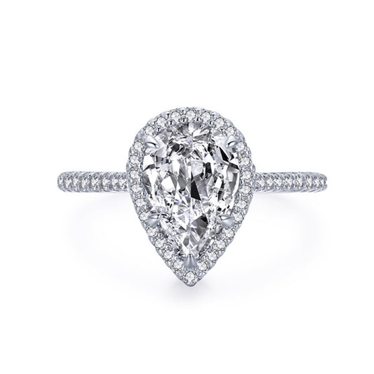 Inel din argint de logodna elegant lacrima cu cristale zirconiu cesini