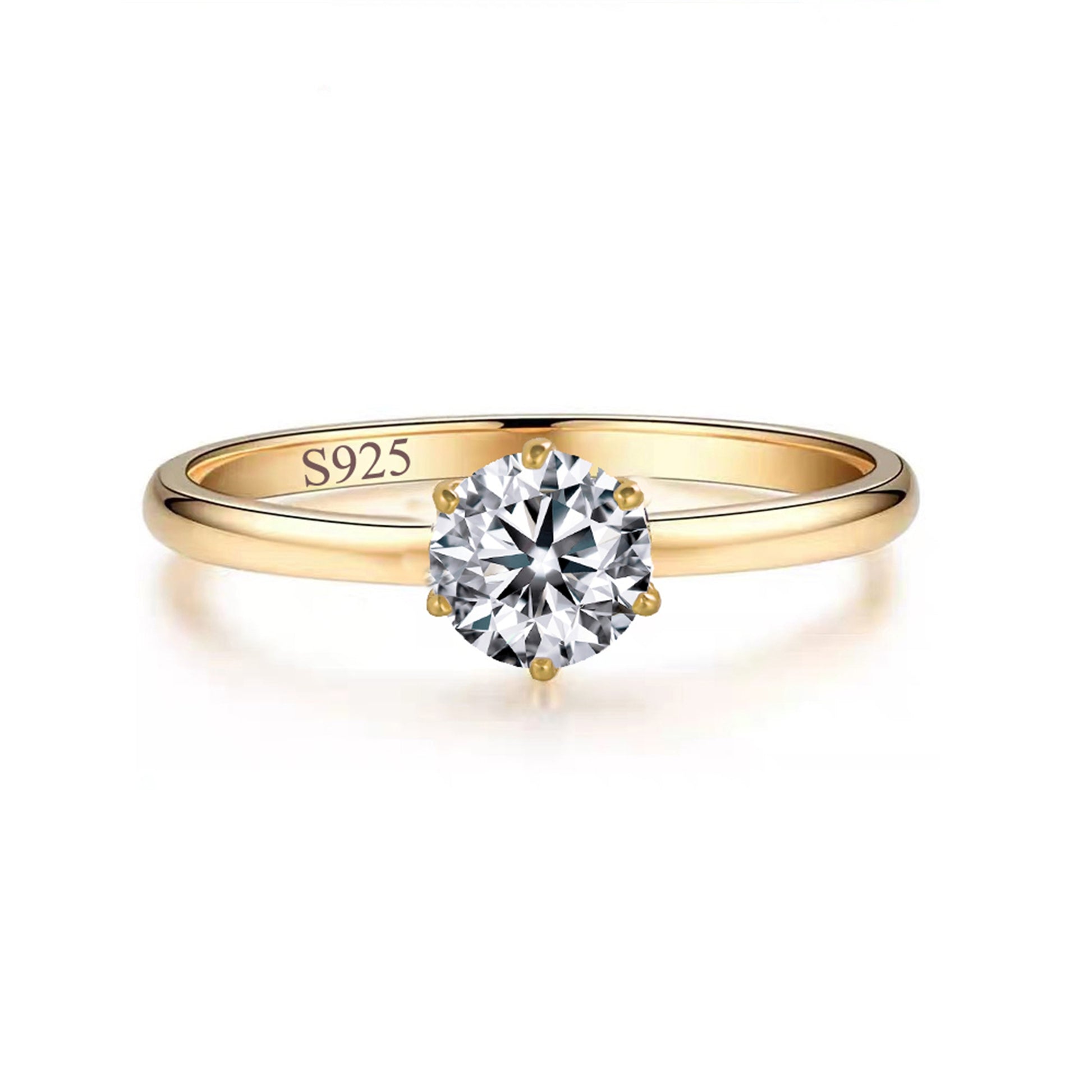 Inel de logodna din argint placat cu aur cu cristale zirconiu cesini