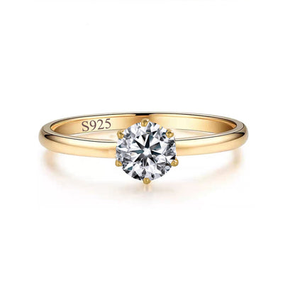 Inel de logodna din argint placat cu aur cu cristale zirconiu cesini