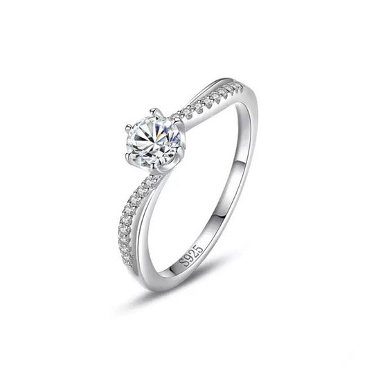 Inel de logodna din argint cu cristale zirconiu cesini