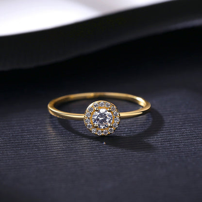 Inel din argint de logodna placat cu aur cu cristale zirconiu cesini femei