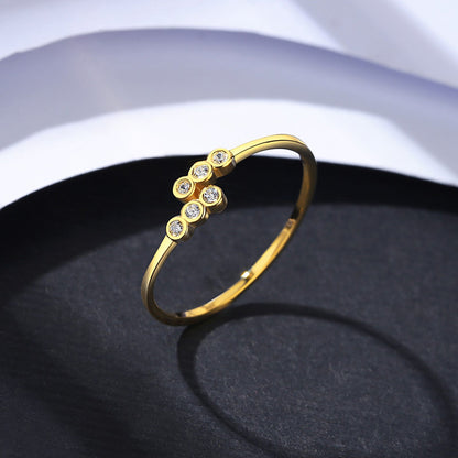 Inel din argint placat cu aur cu cristale zirconiu reglabil cesini cadou