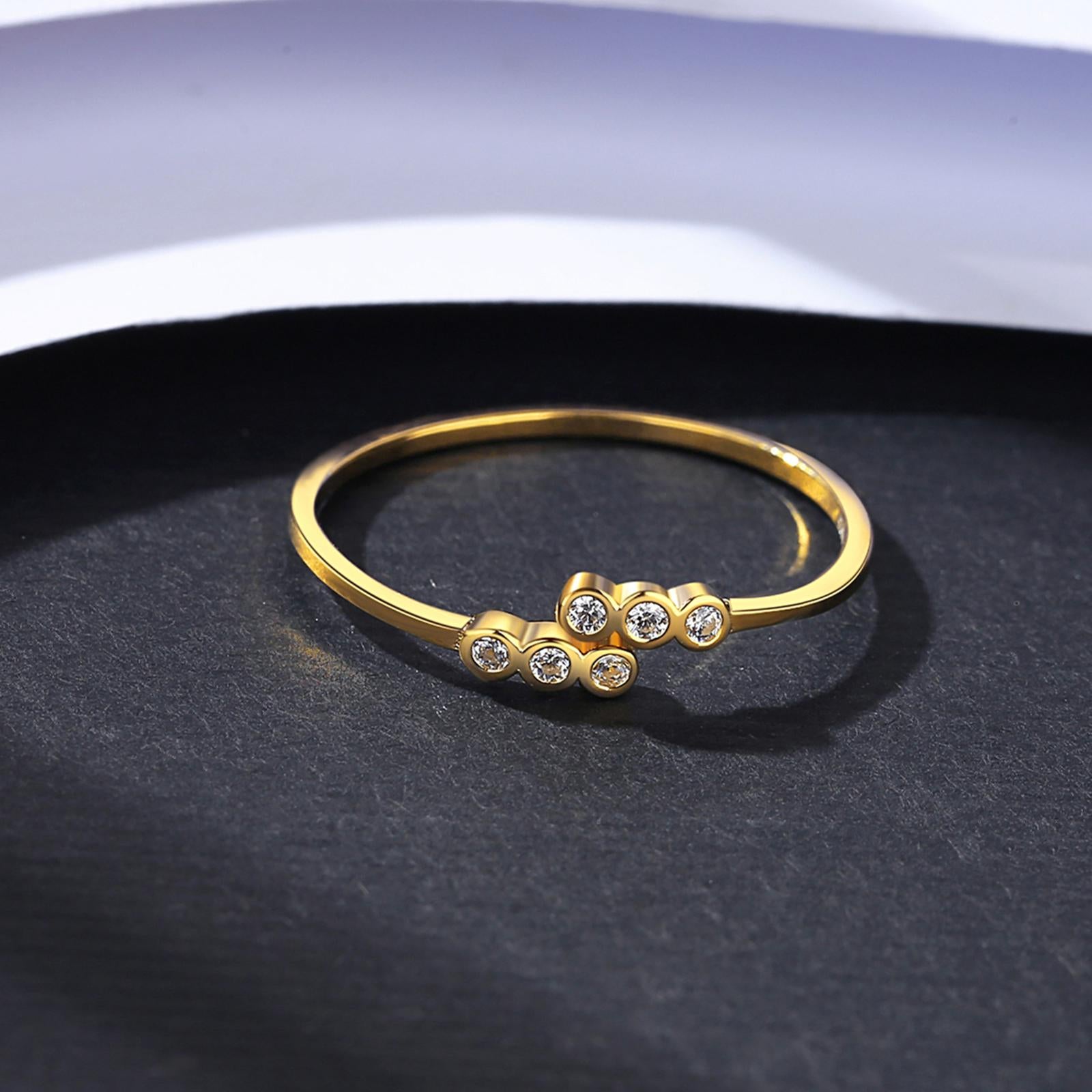 Inel din argint placat cu aur cu cristale zirconiu reglabil cesini femei