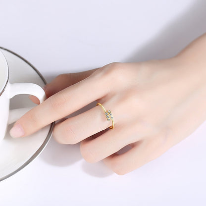 Inel din argint placat cu aur cu cristale zirconiu reglabil cesini purtat