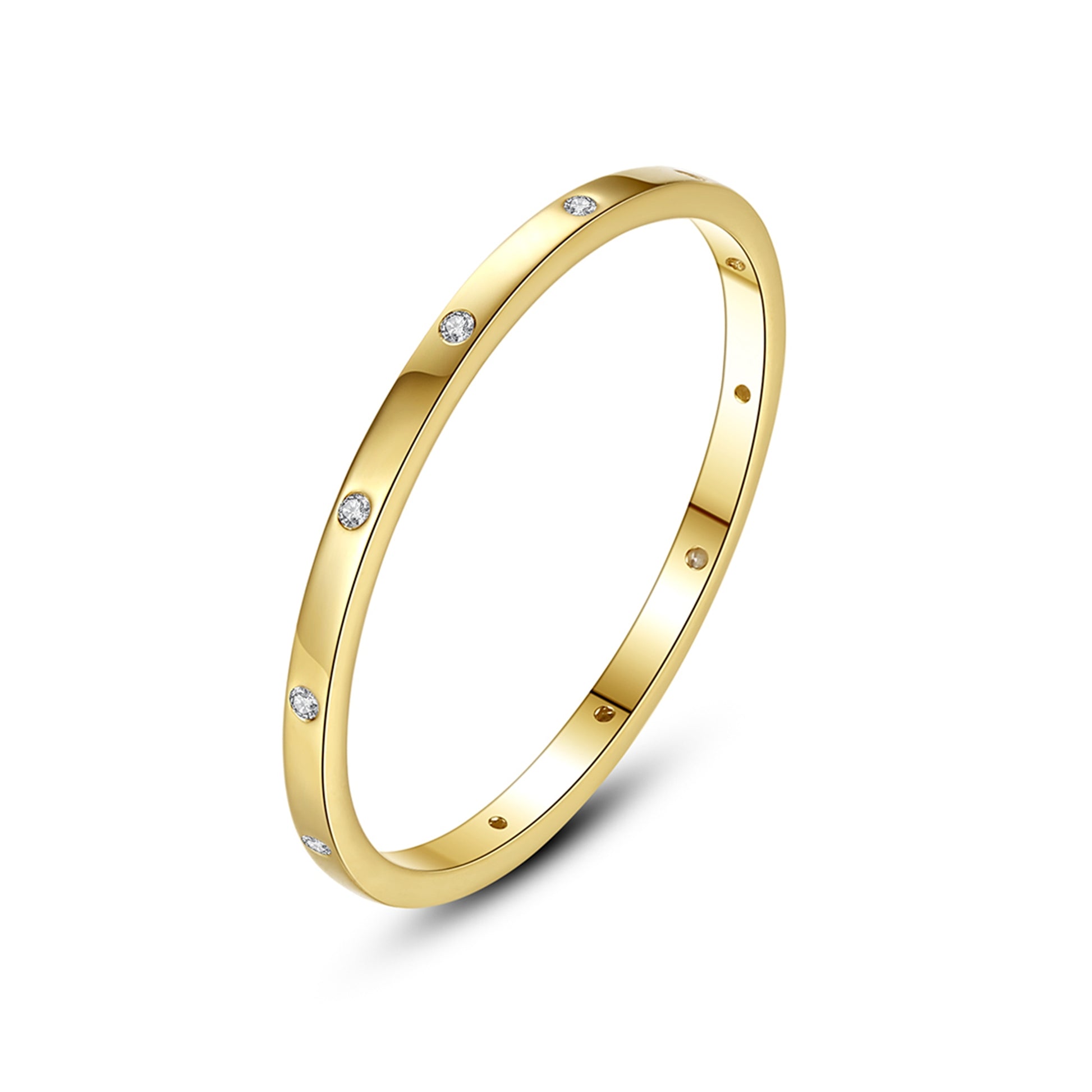 Inel din argint placat cu aur band cu cristale zirconiu cesini