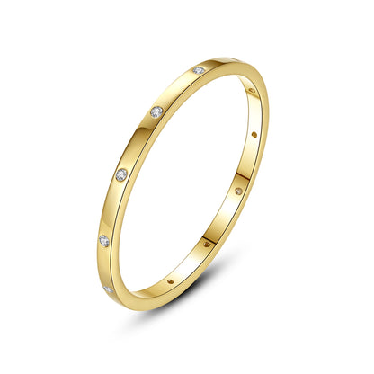 Inel din argint placat cu aur band cu cristale zirconiu cesini