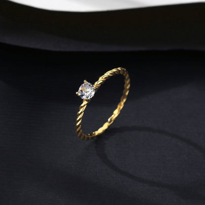 Inel din argint placat cu aur cu cristale zirconiu cesini cadou