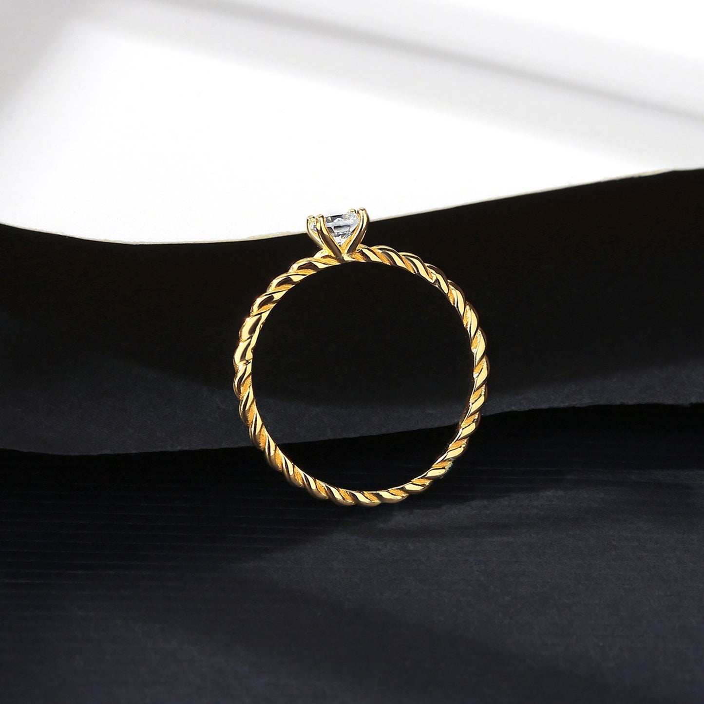 Inel din argint placat cu aur cu cristale zirconiu cesini femei