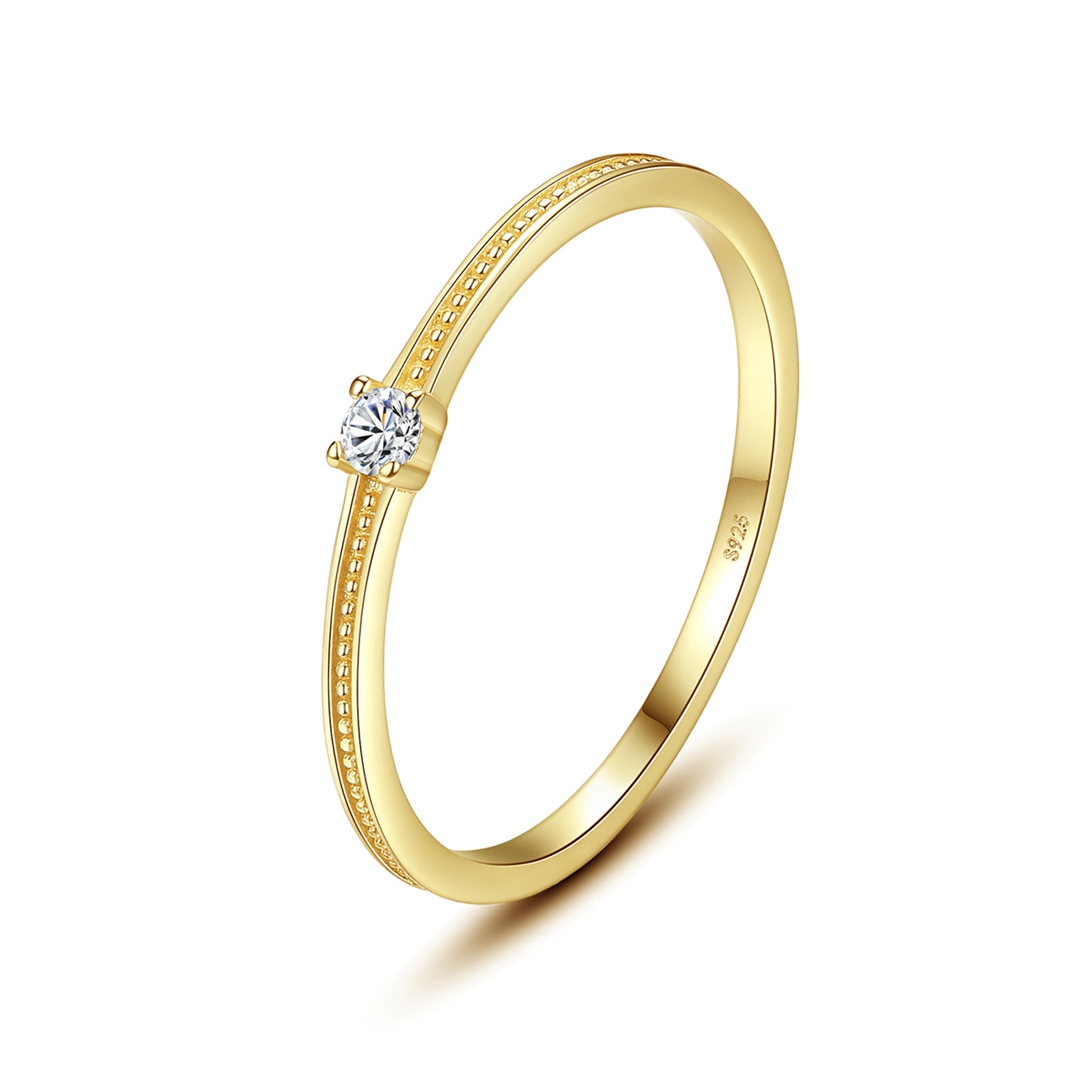 Inel din argint placat cu aur band cu cristale zirconiu cesini