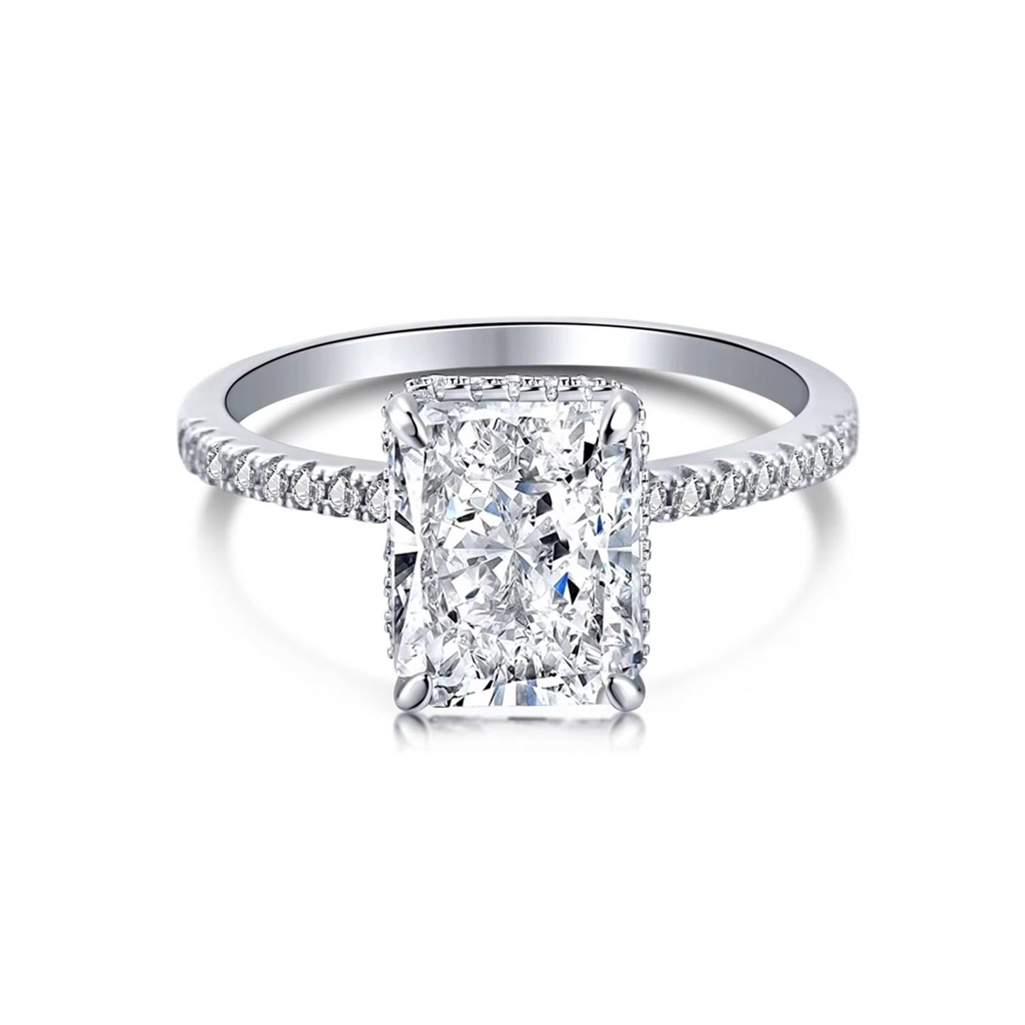 Inel din argint elegant rectangular cu cristale zirconiu cesini