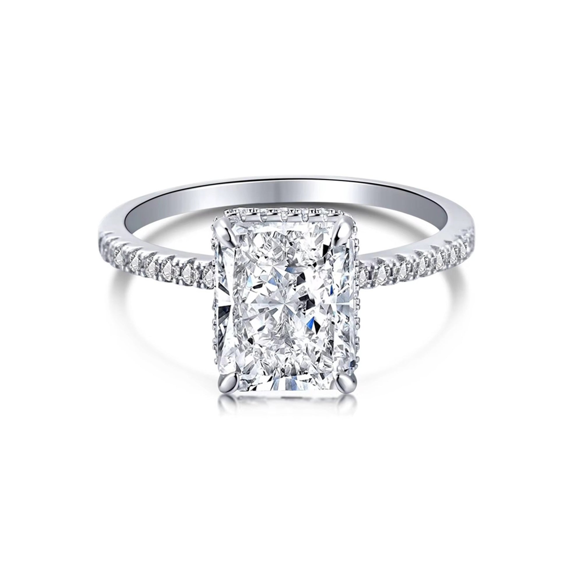 Inel din argint elegant rectangular cu cristale zirconiu cesini
