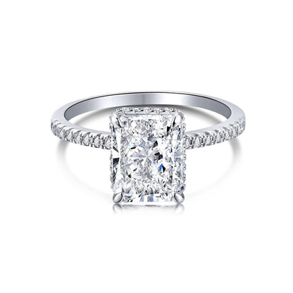 Inel din argint elegant rectangular cu cristale zirconiu cesini