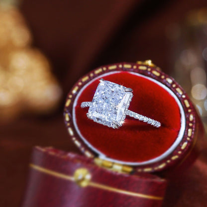 Inel din argint elegant rectangular cu cristale zirconiu cesini cadou