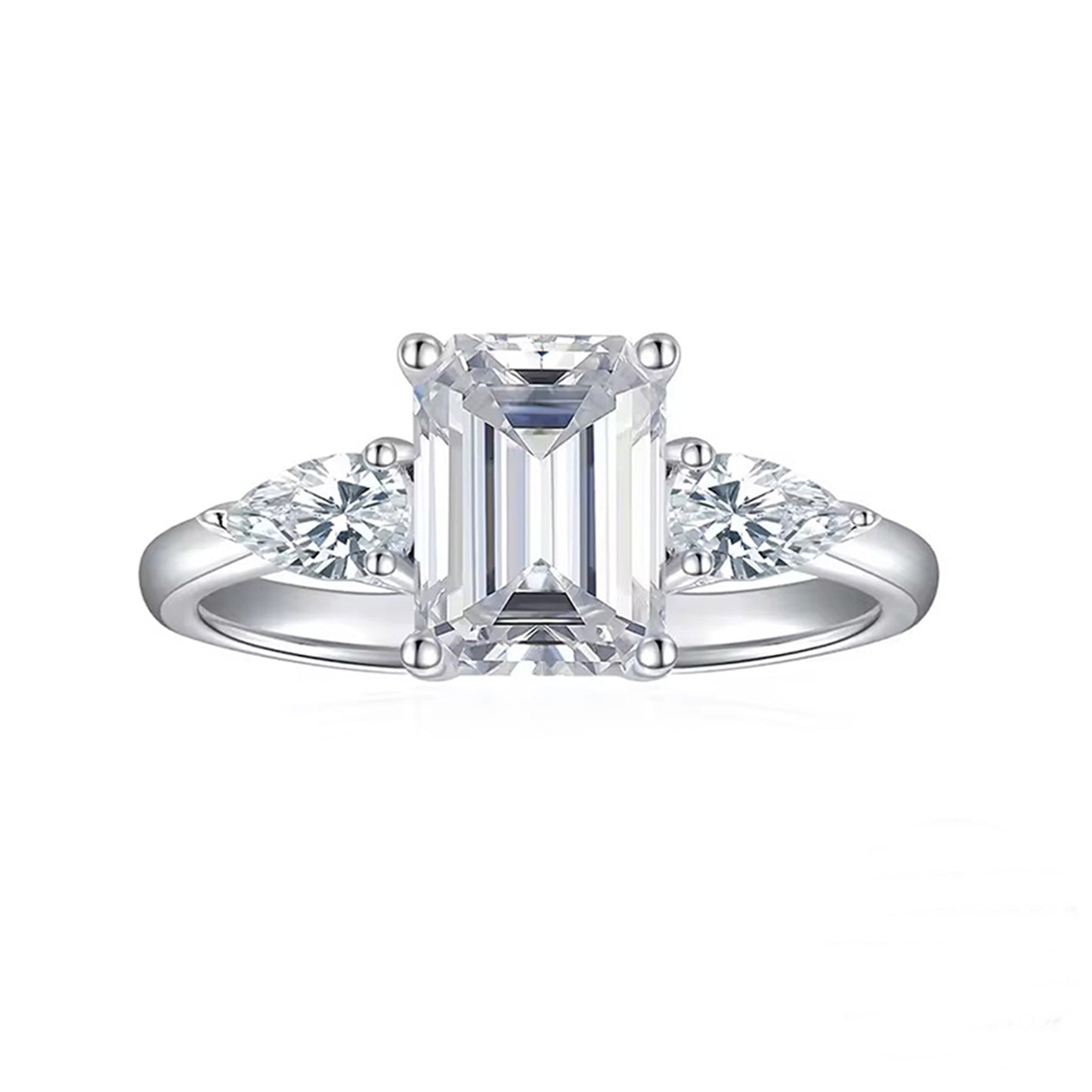 Inel din argint elegant rectangular cu cristale zirconiu cesini