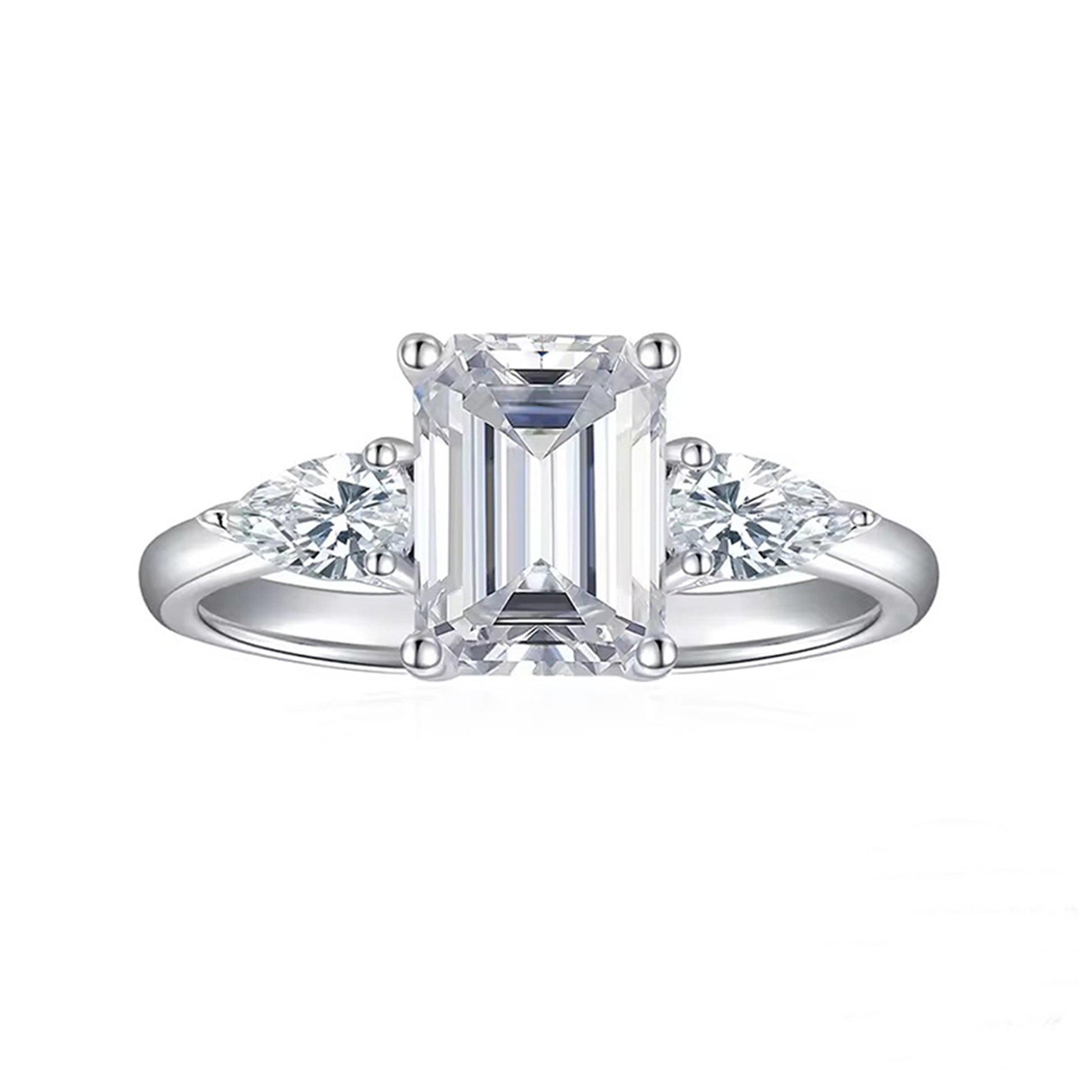 Inel din argint elegant rectangular cu cristale zirconiu cesini