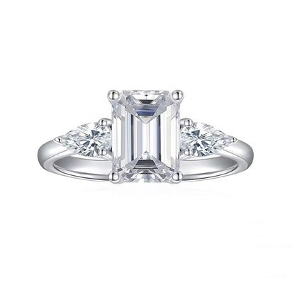 Inel din argint elegant rectangular cu cristale zirconiu cesini
