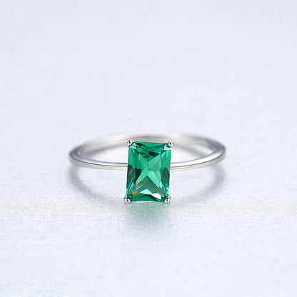 Inel din argint elegant rectangular cu smarald verde cesini cadou