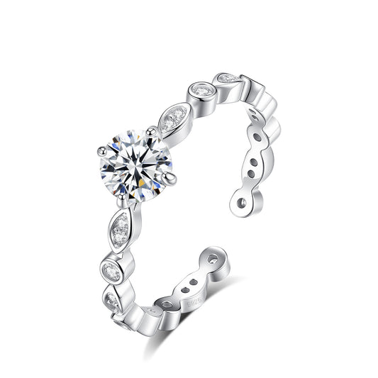 Inel din argint elegant reglabil cu moissanite cesini
