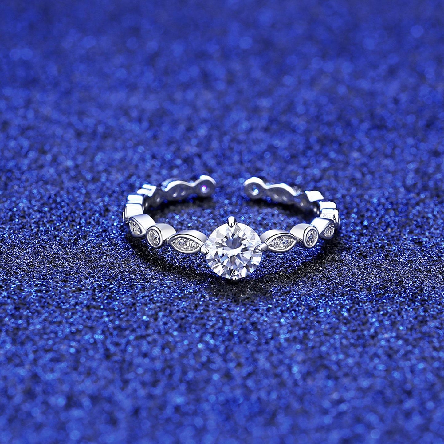Inel din argint elegant reglabil cu moissanite cesini femei