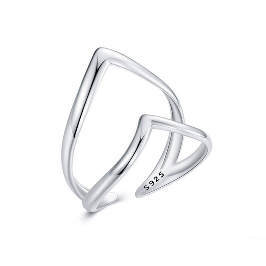 inel dublu reglabil din argint geometric cesini