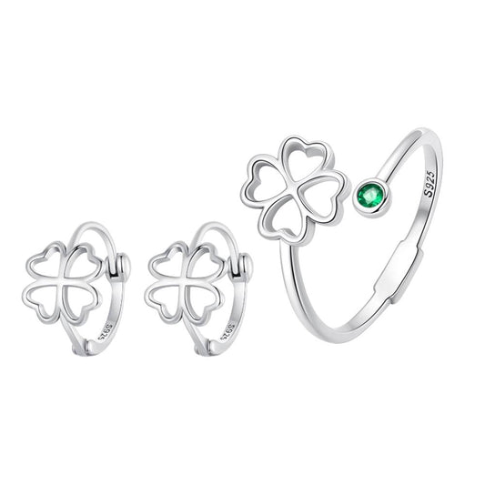 Set din Argint Four Leaf Clover