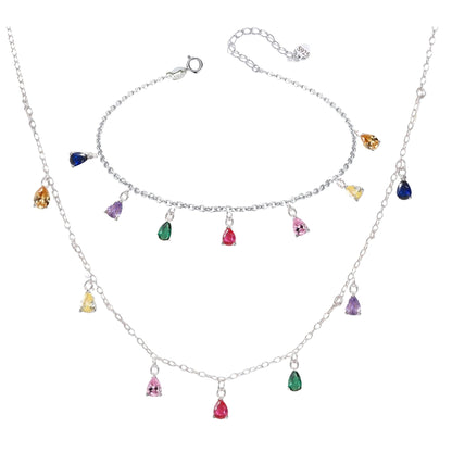 Set din argint colier si bratara cu topaz multicolor cesini