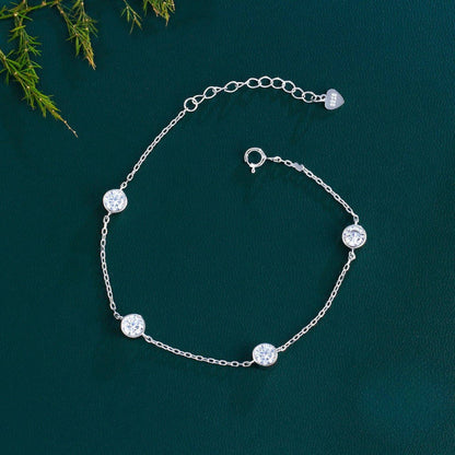 Set din argint elegant rotund colier si bratara cu cristale zirconiu cesini femei