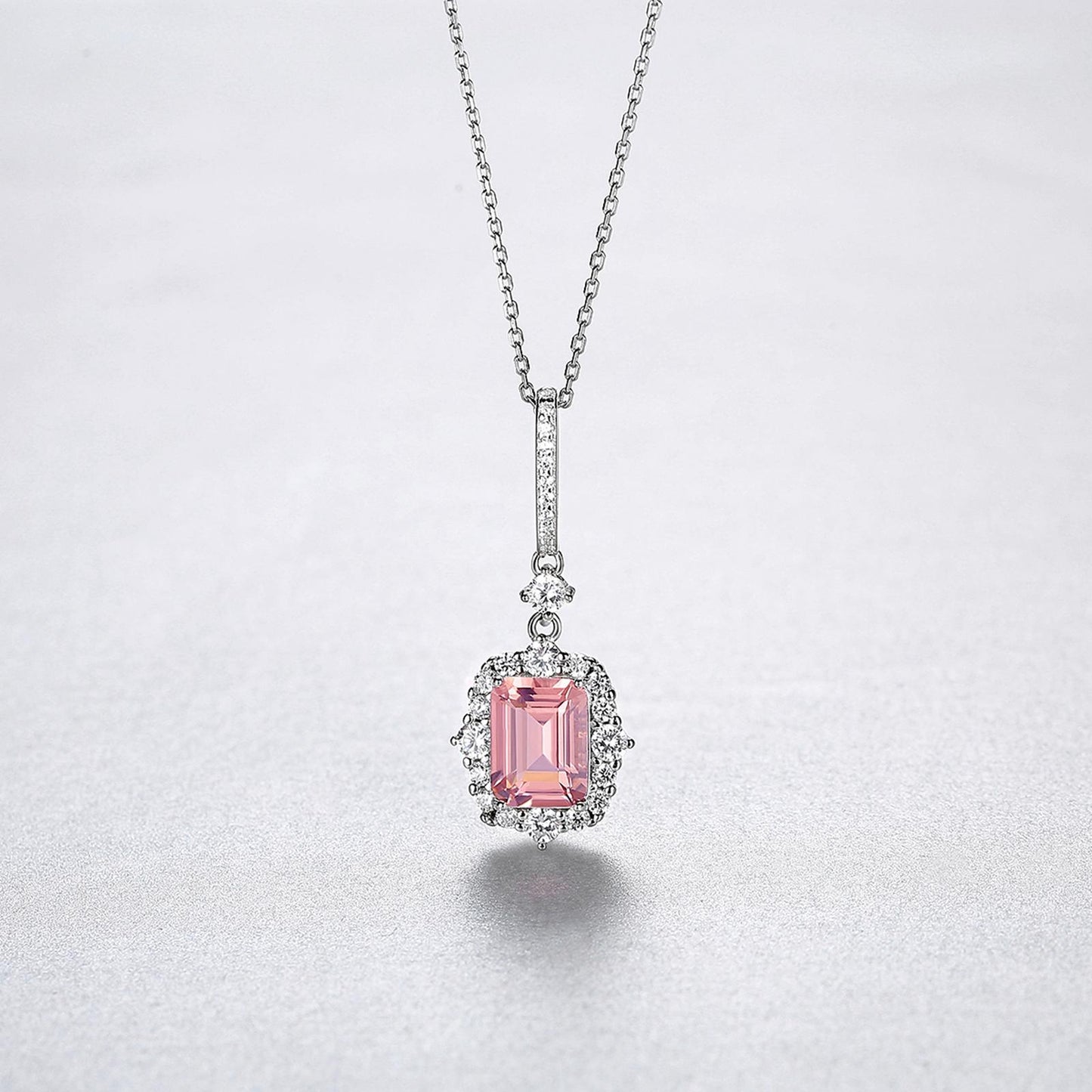 Set din argint colier si cercei elegant cu rubin rosu si cristale zirconiu cesini colier cadou