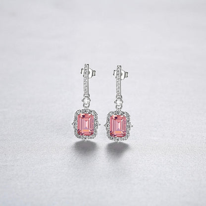 Set din argint colier si cercei elegant cu rubin rosu si cristale zirconiu cesini cercei cadou
