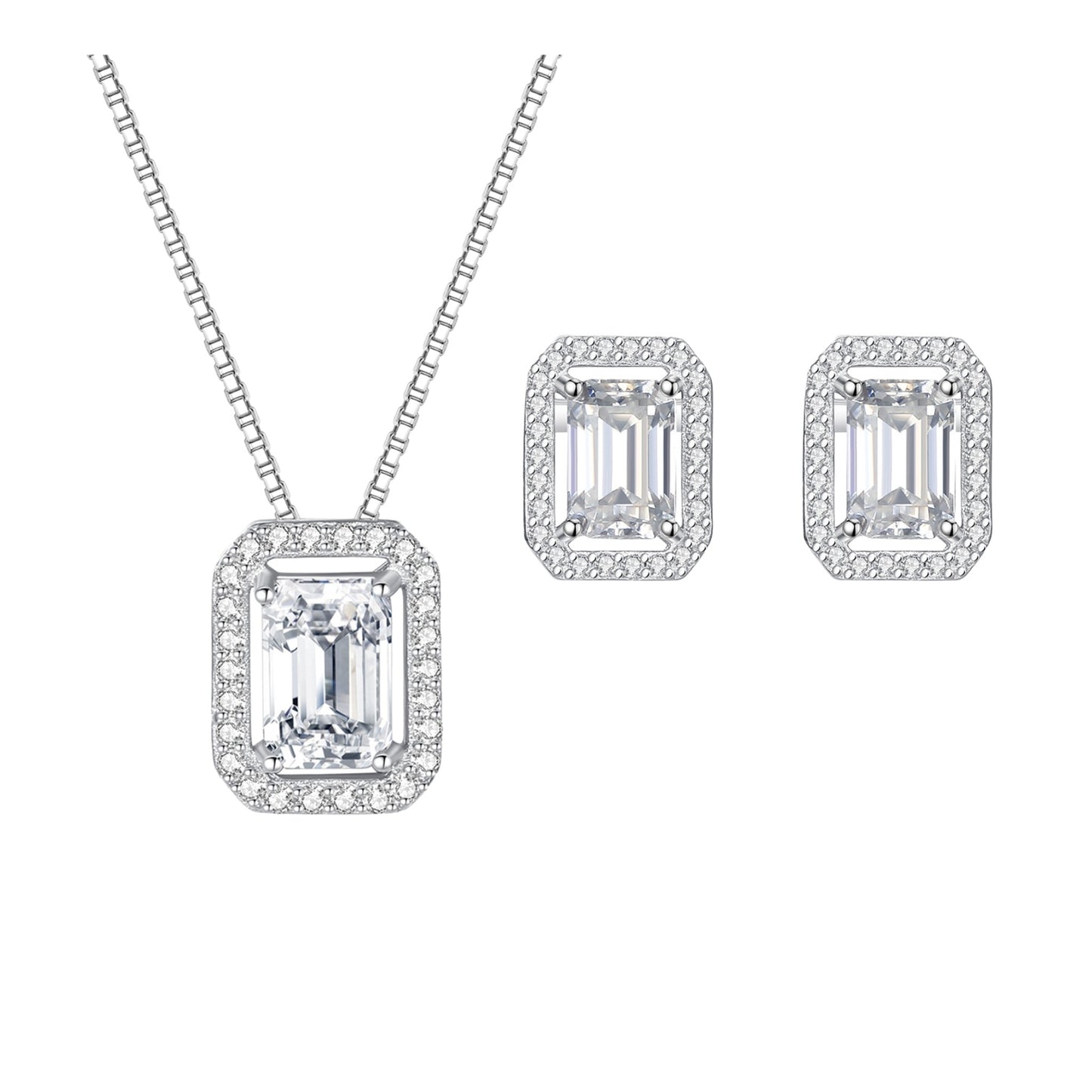 Set din argint colier si cercei elegant cu moissanite cesini