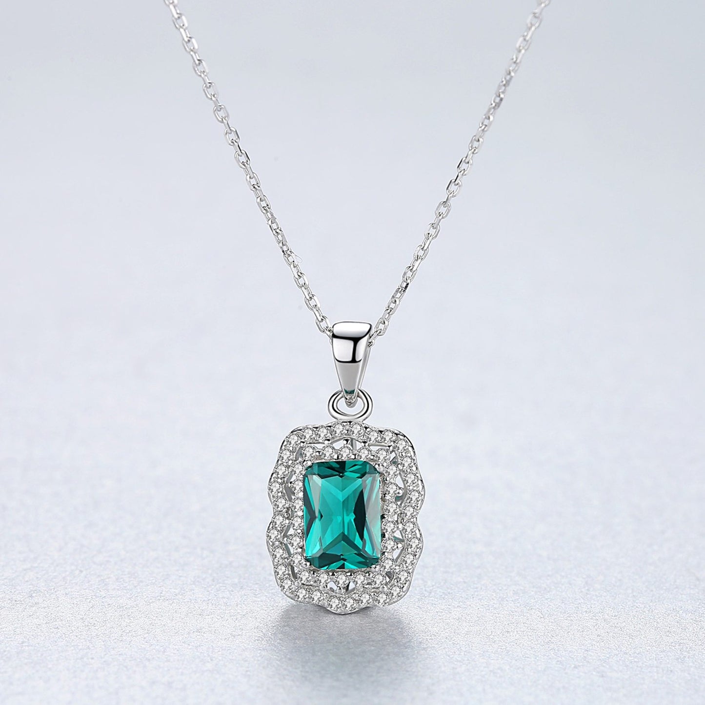 Set din argint colier si cercei elegant cu smarald verde si cristale zirconiu cesini colier cadou
