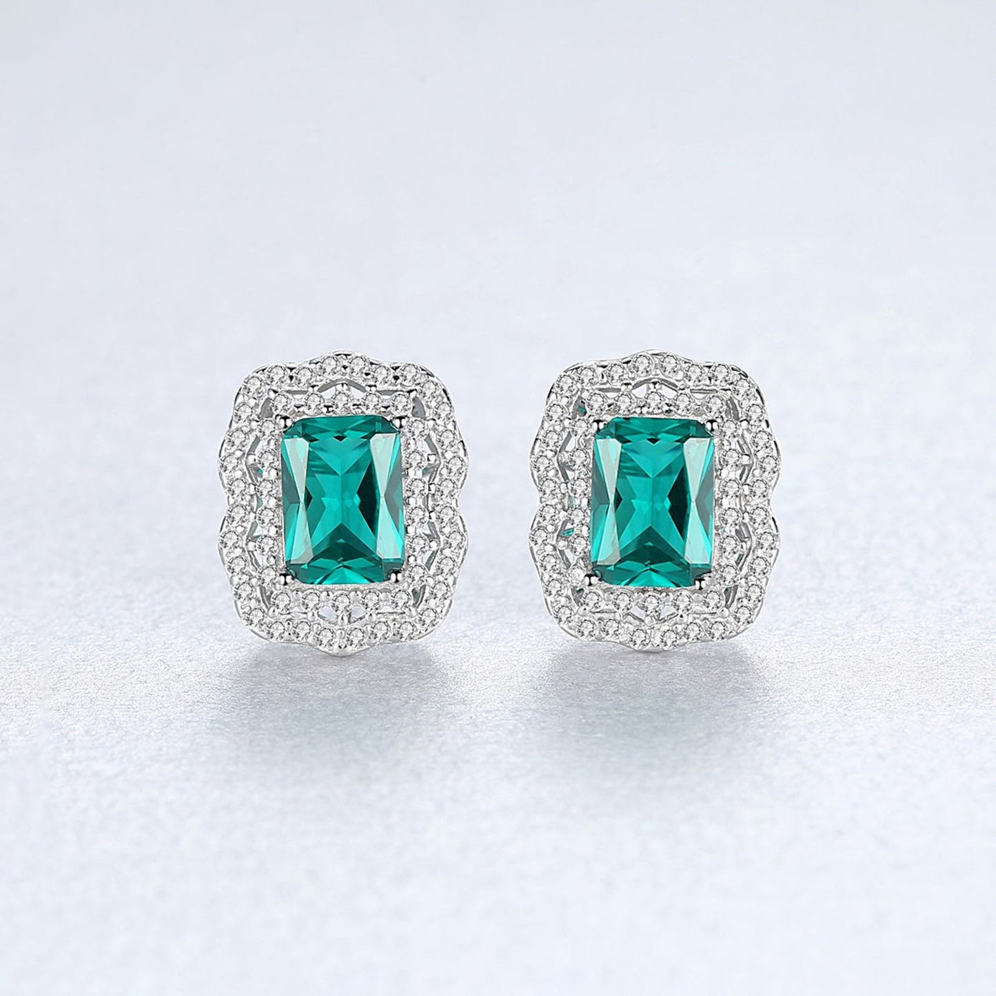 Set din argint colier si cercei elegant cu smarald verde si cristale zirconiu cesini cercei cadou