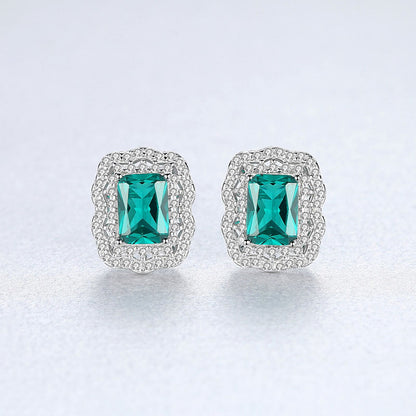 Set din argint colier si cercei elegant cu smarald verde si cristale zirconiu cesini cercei cadou