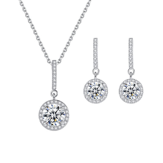 Set din argint elegant colier si cercei cu moissanite cesini