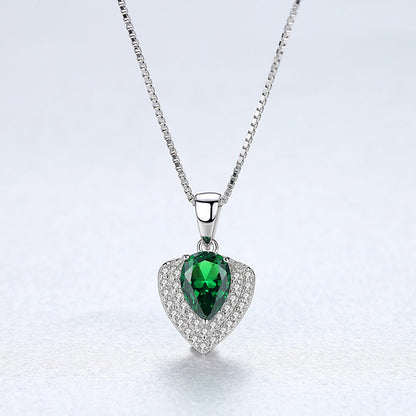 Set din argint colier si cercei elegant cu smarald verde si cristale zirconiu cesini colier cadou
